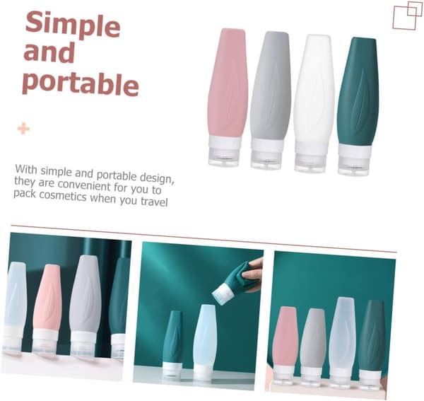Travel Silicone Bottles Set 4pcs 90ml Small Refillable Lotion Containers with Storage Bag