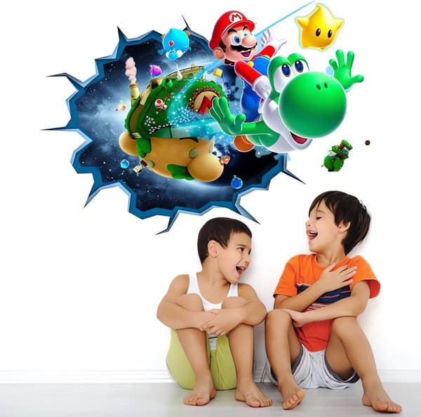 3D Mario Bros Väggdekaler för Barnrum Väggdekor Tecknad Affisch