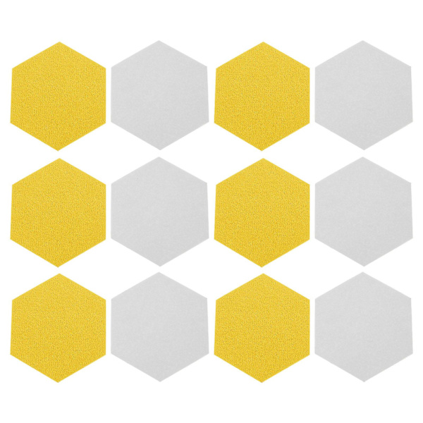 12 st Meddelandetavla Filt Hexagon Väggtavla Självhäftande Vägg Memo Tavla Gul 12X12X0.5CM