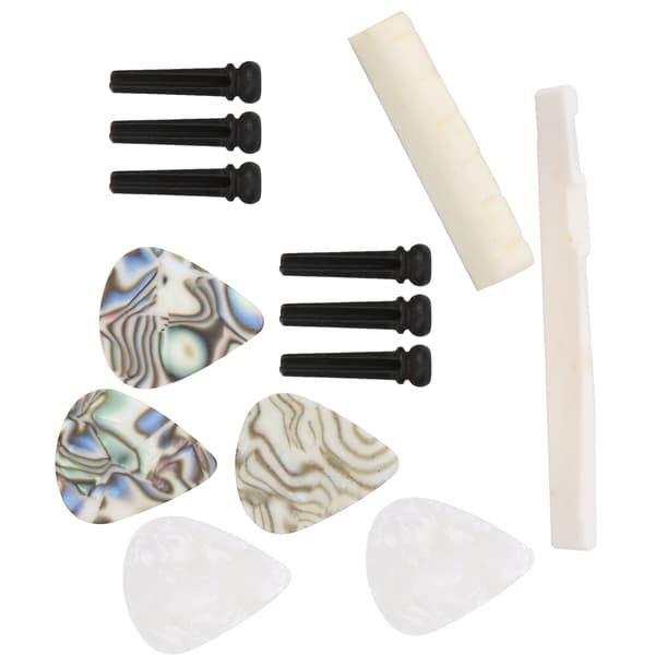 13 Pcs Guitar Nut and Saddle Pick Bridge Pin Kit Bone Musical Instrument Accessories