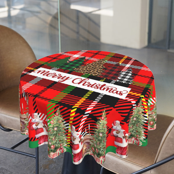 Tartan Ruutuinen Pyöreä Pöytäliina 60 Tuumaa - Pöytäliina Pyöreä Pöytäliina Vedenpitävä Tahran Kestävä Vuotamaton