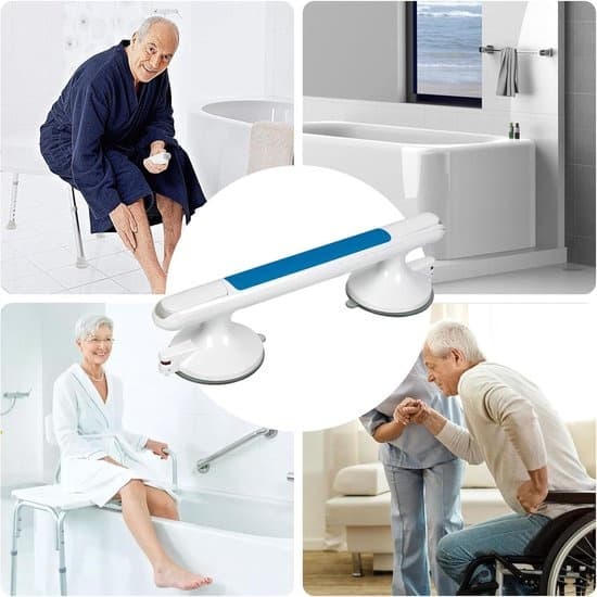 Bathroom Handle with Suction Cups - Shower/Toilet Handle - Fall Prevention - Non-Slip Studs - No Drilling Required