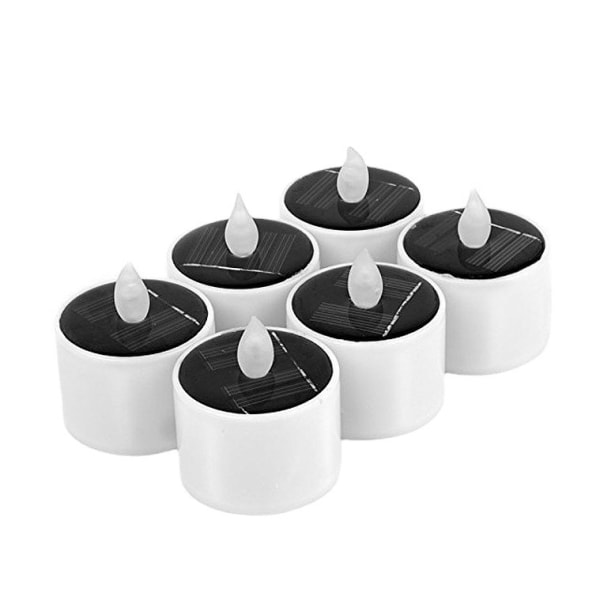 6pcs Solar Tea Lights, Waterproof Rechargeable LED Flameless Tealight Candles with Dusk to Dawn Light Sensor for Lantern Window