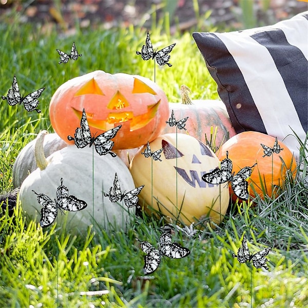 12 stk Halloween hageplakater Sommerfugl hageplakater Utendørs dekorative hageplakater