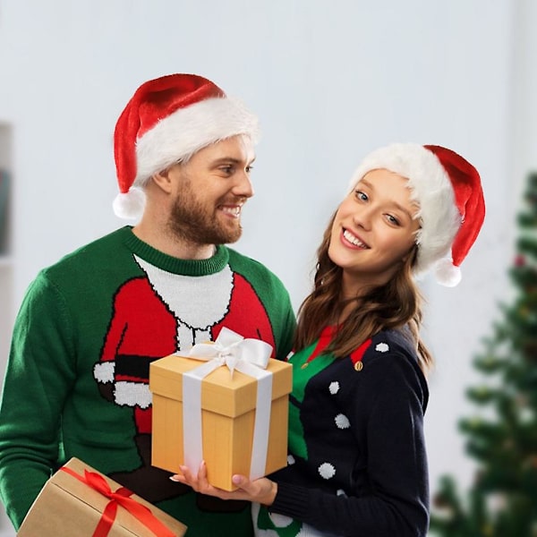 Julelysende Santahatt i Plussj med LED-lys - Pynt til Fest