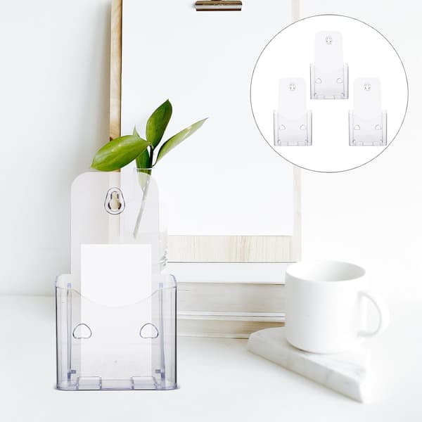 Acrylic Brochure Holder 3pcs Tabletop Brochure Stand Office Storage Rack Document Organizer