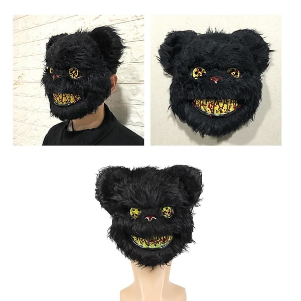 Halloween Blodig Cosplay Panda Björnarvarg Katt Mask Maskeradfest Skräckmask Blodig varg