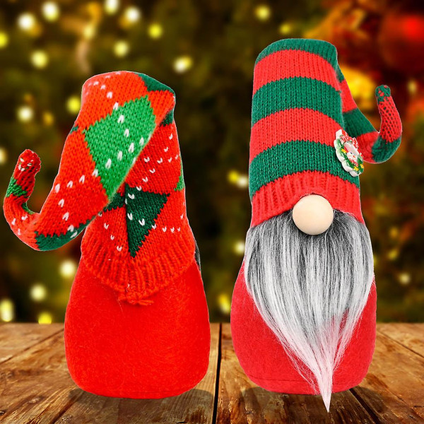 Jultomte stickad lång mössa dvärg dvärgdocka dekoration söt tecknad dvärg älva Typ B