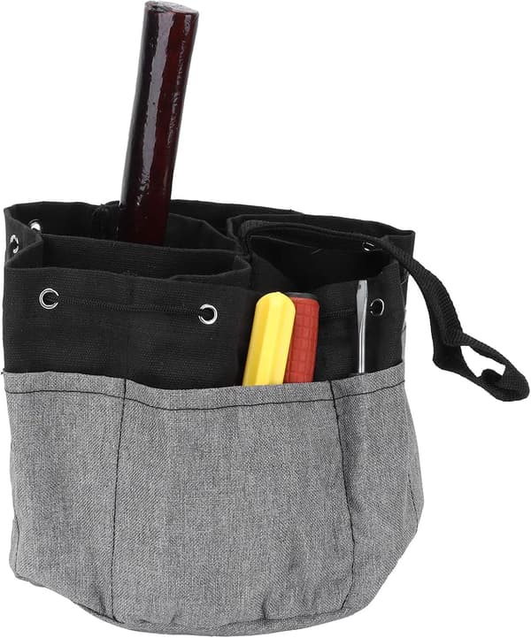 Durable Garden Tool Storage Bag - 17 Compartments (Black)