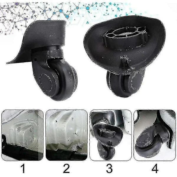 HA~Universal Silent Heavy Duty Rubber Replacement Wheels for Suitcase, Pair, for Samsonite Platinium Luggage