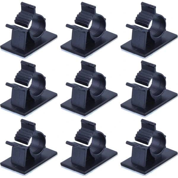 Adjustable Self-Adhesive Nylon Cable Ties - Black (50-Pack)
