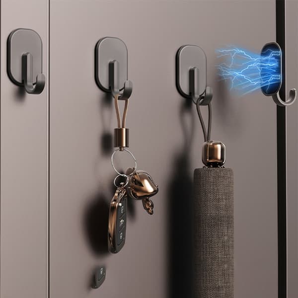 Self-adhesive wall hooks, waterproof nail-free adhesive hooks without drilling, hanging capacity 5 kg max, versatile home storage (5-pack)