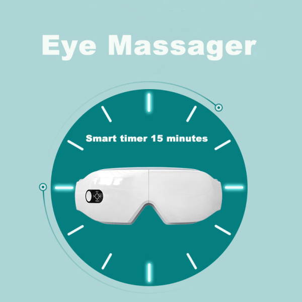 Eye Massager, Eye Massager med värme för migrän, 6 lägen uppvärmd tempelmassager för ögonavslappning, förbättra ögoncirkulationen