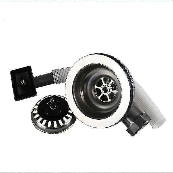 HA~Sink 114mm Drop Basket Strainer and Rectangular Overflow, Stainless Steel Sink Basket Strainer Ft