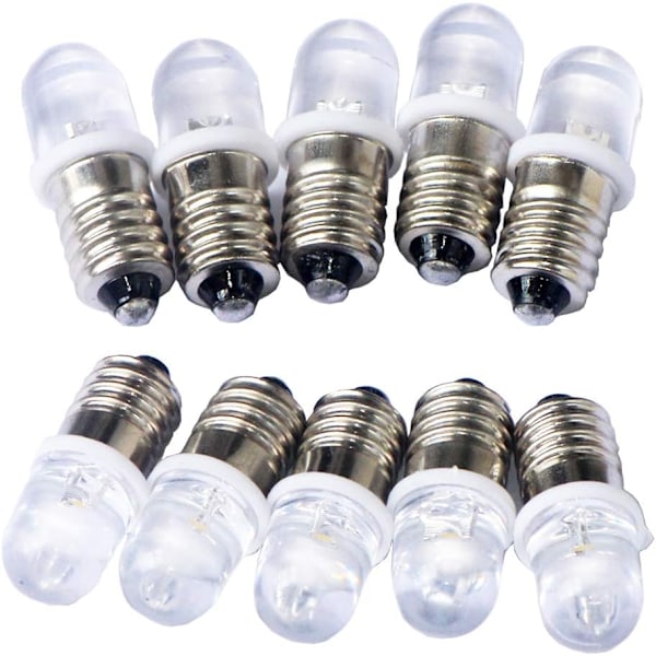 10 stk E10 12V Spot LED-lamper Varmhvit