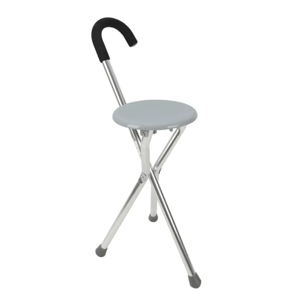 Justerbar hopfällbar käpp, hopfällbar käpp med stol, Unisex käpp för äldre, rostfritt stål, käpp med säte 2 i 1 veck, Bärbar käppstol