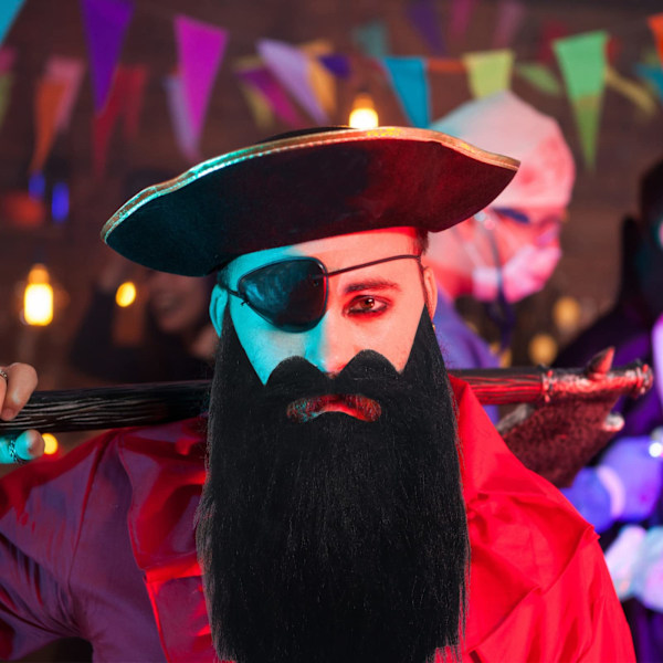 4 Stykker Falske Skjegg, Falske Skjegg, Morsomme Falske Bart, Falske Kinnskjegg for Kostyme Halloween Festtilbehør