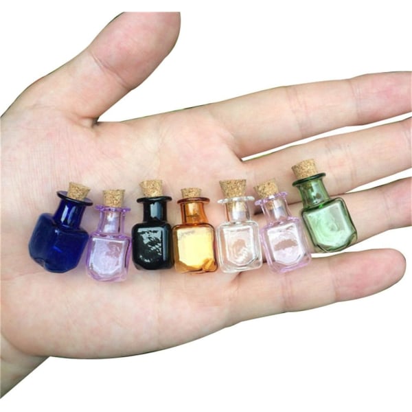 Mini glas farve flasker rektangel søde flasker med kork små flasker Gave små krukker Hætteglas Mix 7 farver