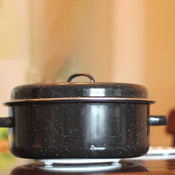 24 cm Multifunctional Frying Pot Enamelled Iron Kitchen Frying Pan