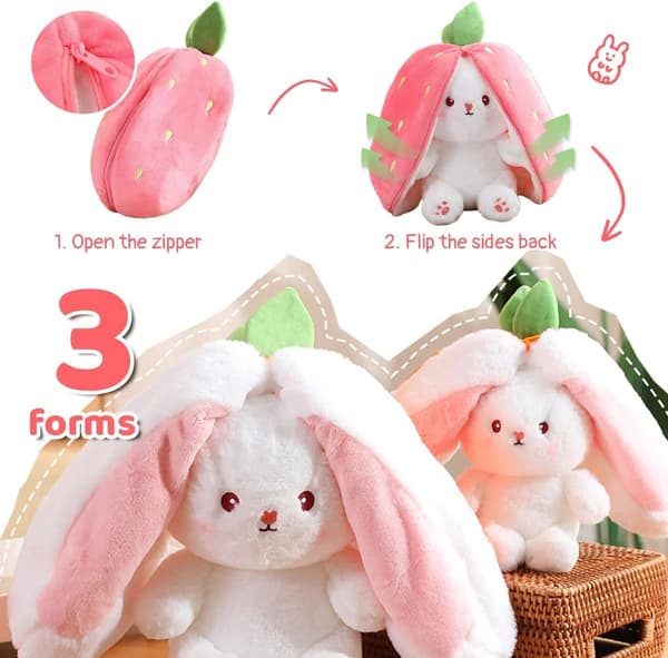 (Carrot Rabbit, 25 cm) Strawberry Rabbit transformed into a small Ra