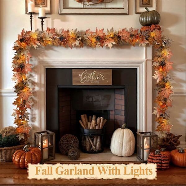 FT Autumn Garland with Light Timer Function Automatic On/Off