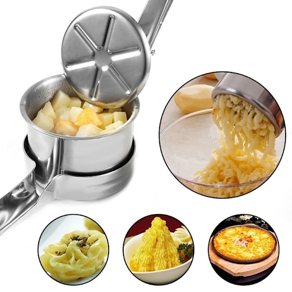 Potatispress, Manuell Potatispress, med 3 Utbytbara Skivor, Mångsidig Potatispress, för Mosad Potatis, Babymat
