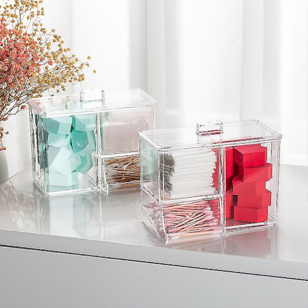 Transparent Kosmetik Oppbevaringsboks Sminke Organizer Bomullsdott Bomullsdott Oppbevaringsboks Skrivebord