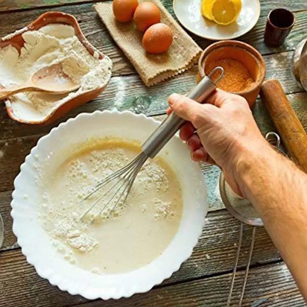 Ammattikeittiön vispilä, ruostumattomasta teräksestä valmistettu vispilä (26 cm), leivonnaisten vispilä, munavaahdotin leivontaan, sopii kotikäyttöön, ravintolaan