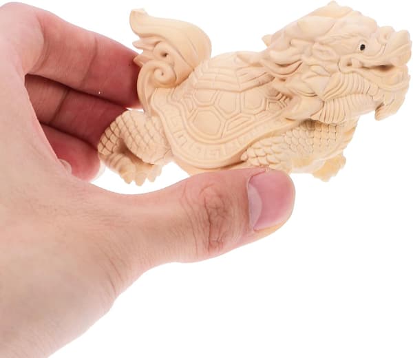 Delicate Dragon Toad Statue Wood Carving Sculpture Ornament Lightweight Synthetic Material