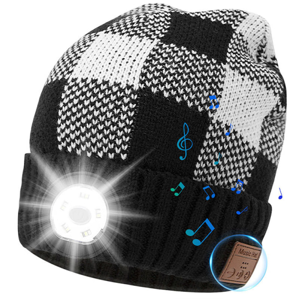 USB ladattava neulottu hattu Talvi Lämmin Light Hat-Bluetooth Light Cap