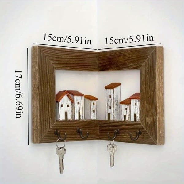 Solid Wood Key Holder for Wall Mounting with Shelf, Rustic Style Organizer for Keys and Small Items Owns a house A Owns a house A
