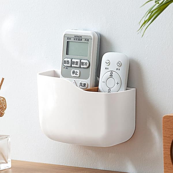 Multifunctional traceless storage shelf with partitions, creative wall-mounted mobile phone remote control sundry storage box (2 pieces)