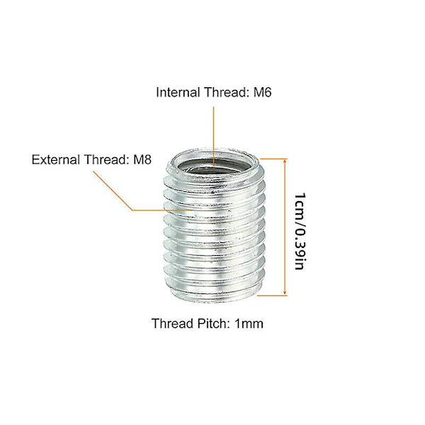 10 kpl M10 - M8 kierreadapteriholkki, supistusmutteri, 10 mm ruuvi