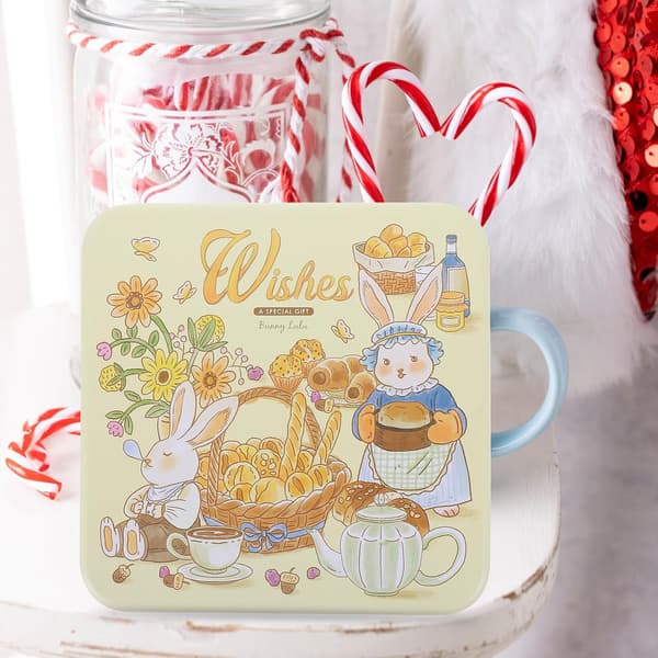 Square Tinplate Cookie Jar, Candy Container for Biscuit Storage, Metal Packaging Box for Sweets, Home Storage