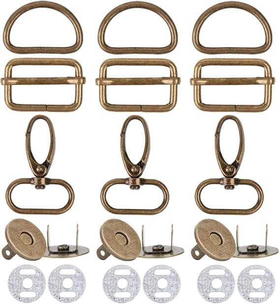 40 st cyan antikke tre glide ring metalspænde+D-ring+roterende