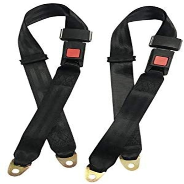 Universal Lap Seat Belt 2-punkts Justerbar Sikkerhetssetebelte for Go Kart, Club Golf Cart, 2-pakning i Svart, 48 tommer