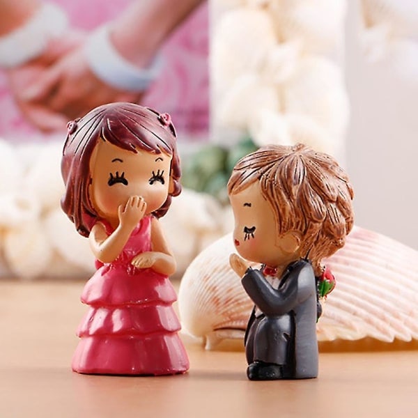2 stk. Frierpar Miniatyrfigurer Ornament Hjemhage Dukkehustpynt