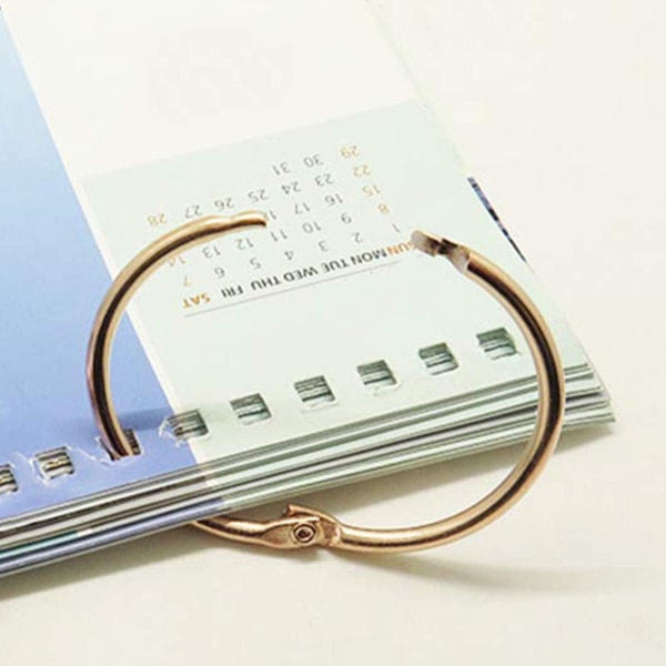 100 stk 0,8-tommer bogringe, metal løsbladsbinderringclips til notesbog dagbog fotoalbum DIY Planner