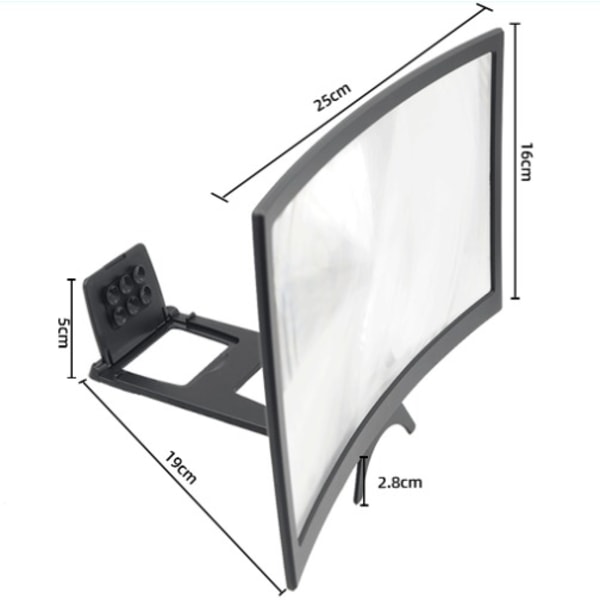 Skærmforstørrelsesglas, 12" - Smartphone Skærmforstærker Projektor 3D Skærmforstørrelsesglas Telefonholder Zoomer Stand Forstørrelsesglas Forstørrelse Gla