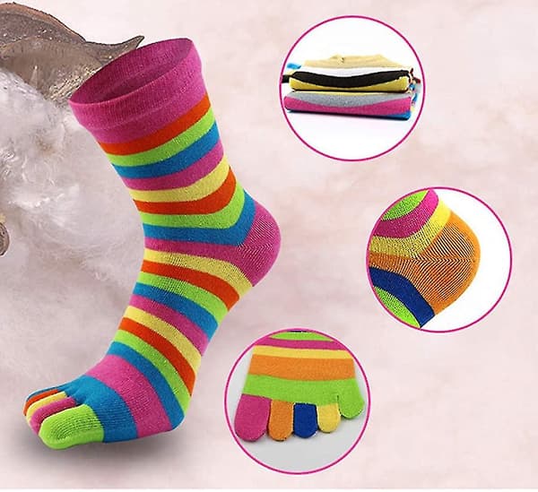 Women's Toe Socks 5 Fingers Cotton Moisture Wicking Training Socks 6-pack