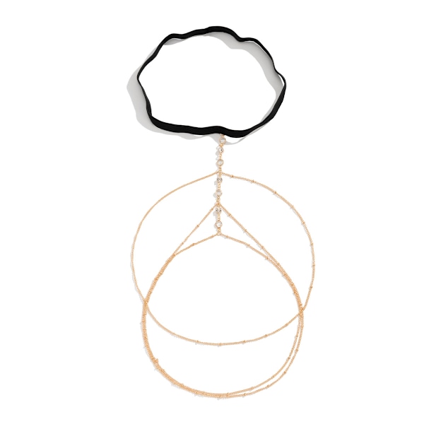 Kjede for kvinner og jenter, glitrende krystall, flerlags frynser, benkjede, boho strand, elastisk kroppskjede, sele, rave, lårtilbehør for nattklubb