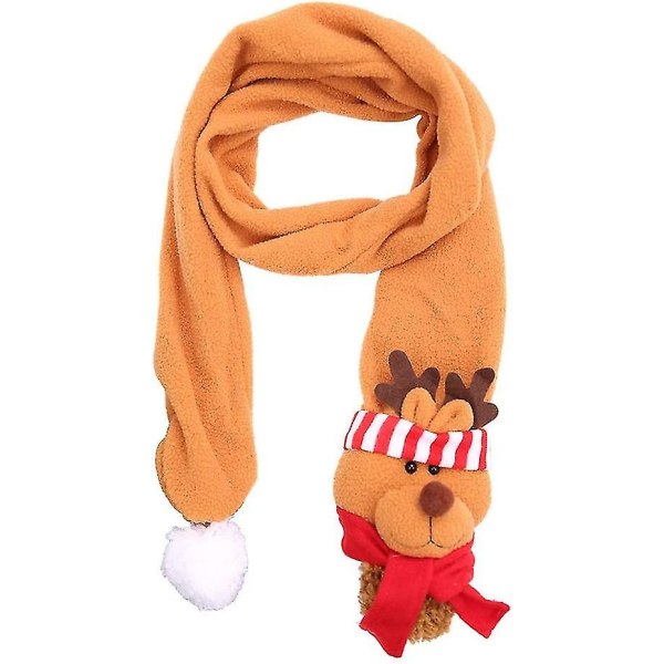 Julhalsduk med renar Söta vinterplysch varm halsduk för barn pojkar flickor julpartypresent (1 st, orange)