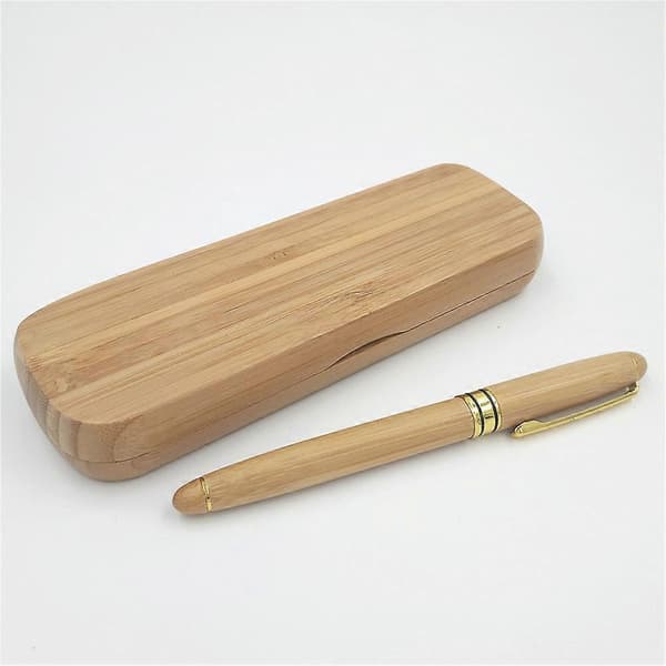 Calligraphy Bamboo Pen Cylindrical Stationery Birthday Anniversary Gift Light Brown 14.5x1cm 1Set