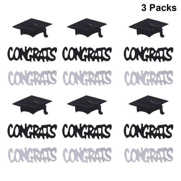 3 Pakker Glitter Konfetti Sort Sequin Sort Graduation Konfetti Sequins Konfetti Grad Konfetti Confe