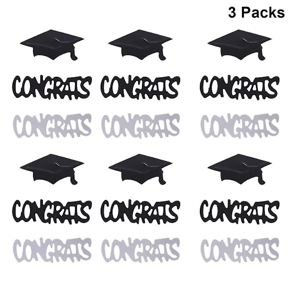 3 Pakker Glitter Konfetti Svarte Sekvens Svarte Graduation Konfetti Sekvens Konfetti Grad Konfetti Confe