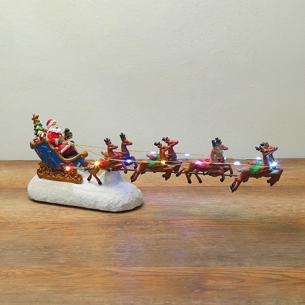 Julemandens Kane og Rensdyr Sortiment - Jule Rensdyr Bil med LED Lys OP