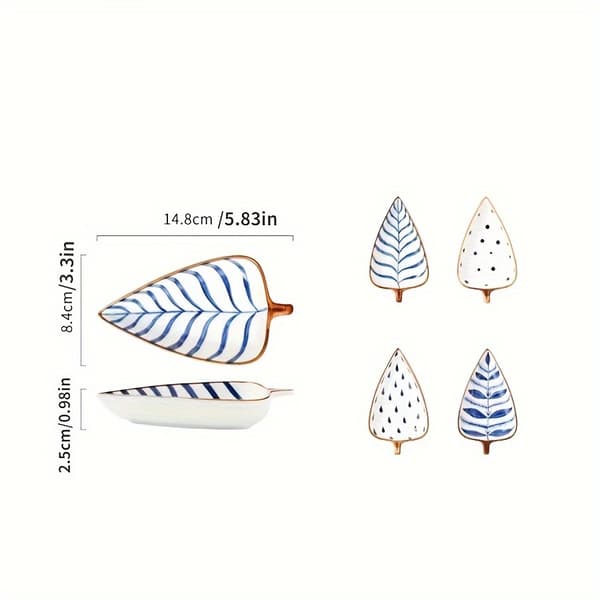 Ceramic Chip & Dip Serving Platter Set, Leaf-Shaped Divided Snack Trays