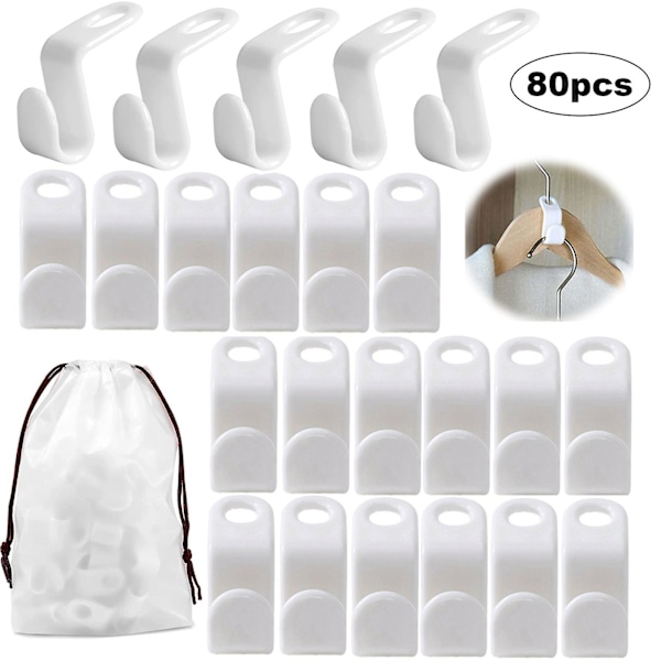 80-pack Hängare Anslutningskrok S-formad Tjocknad Plast Liten Krok För Förvaring, Sparar Garderobsutrymme Och Bältesficka