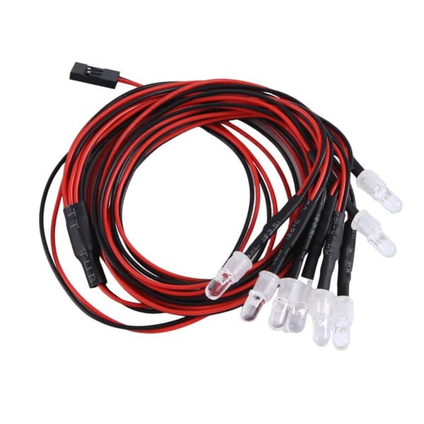 8 LED 5 mm RC-lyskit for 1/10 bil lastebil crawler modell drift frontlys baklys, hvit og rød