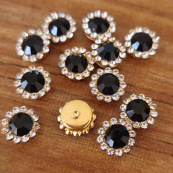 100 stk Rhinestone-knapper Pynt Sy På Krystall Rhinestones Flatback Perler Knapper med Diamant, Svart
